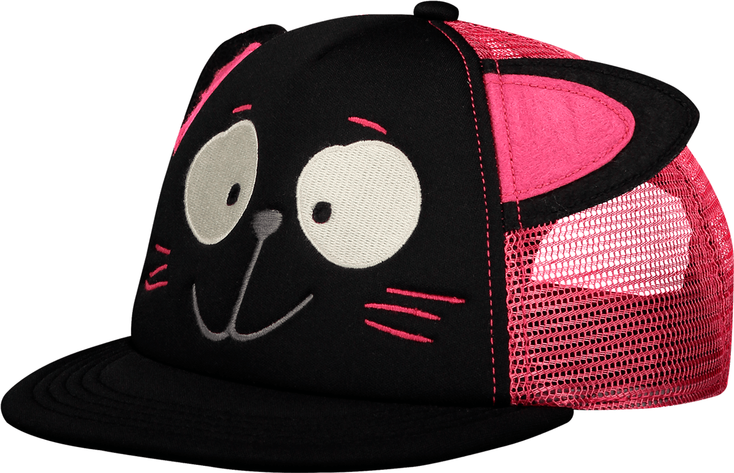 Cat Face Black Trucker Hat