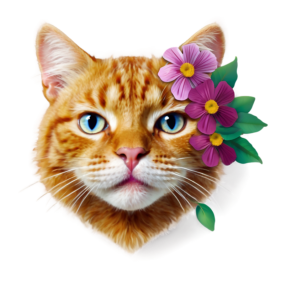 Cat Face With Flowers Png 06122024