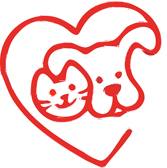 Catand Dog Heart Doodle