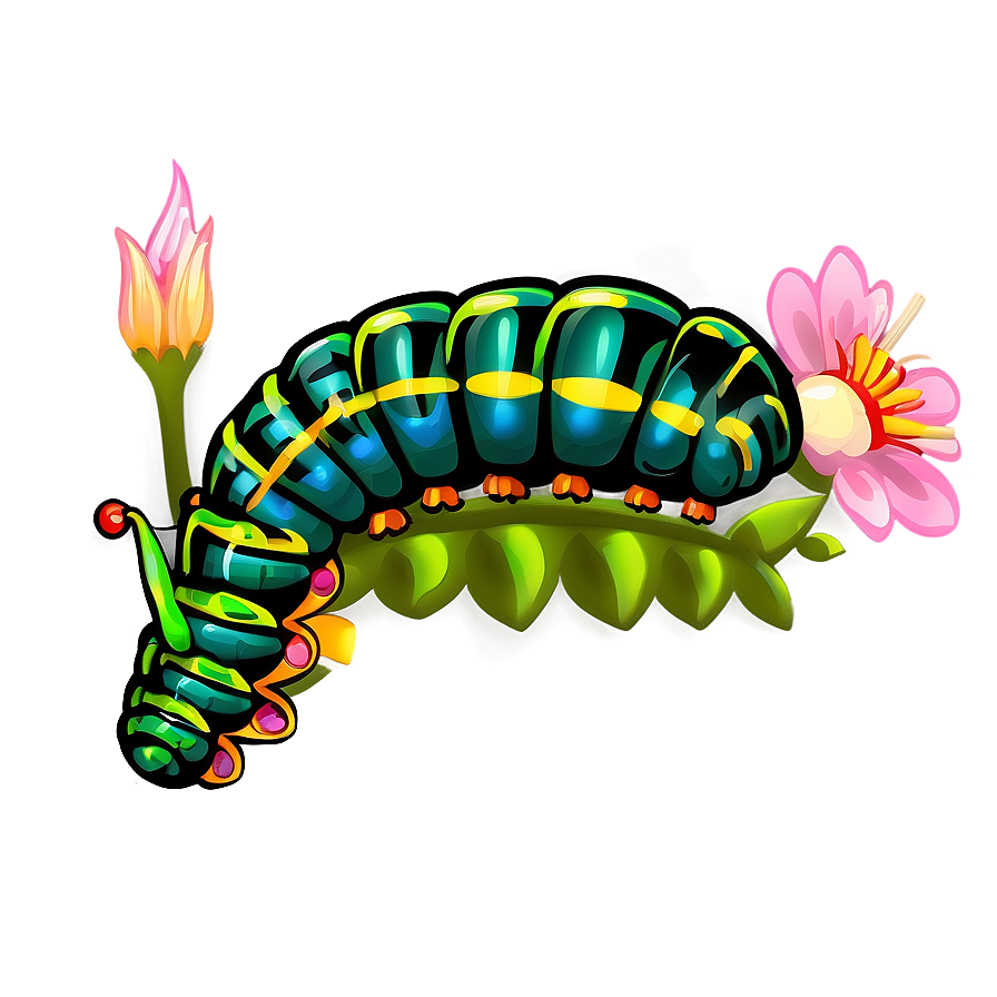 Caterpillar On Flower Png Jtt64