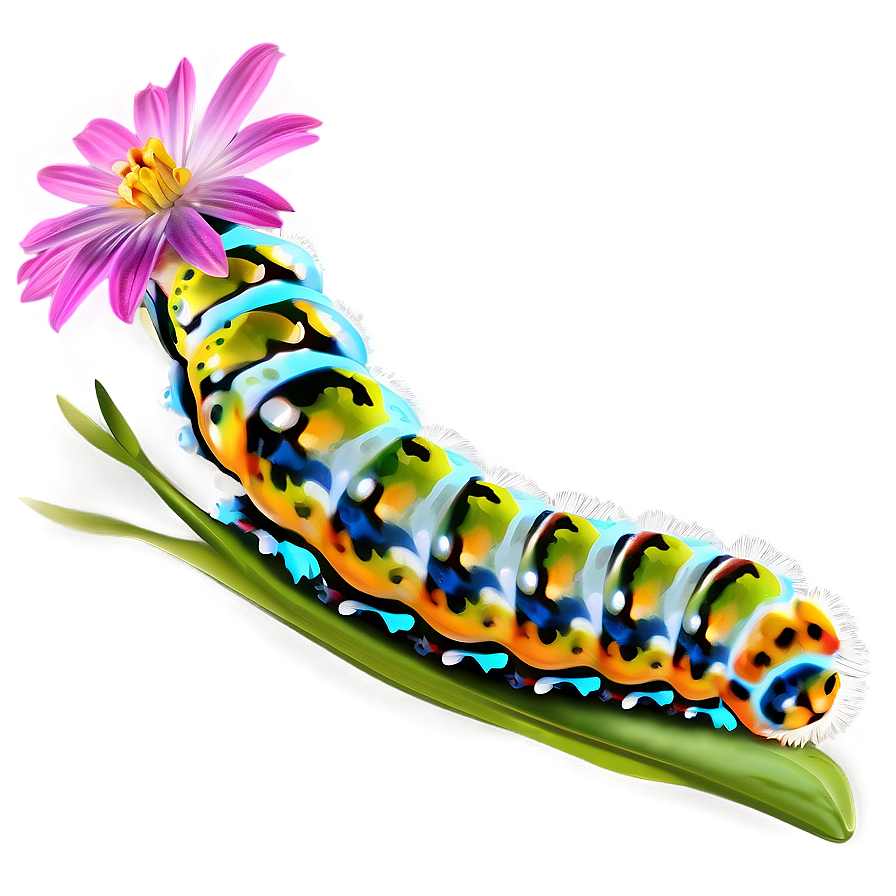 Caterpillar On Flower Png Sjc25