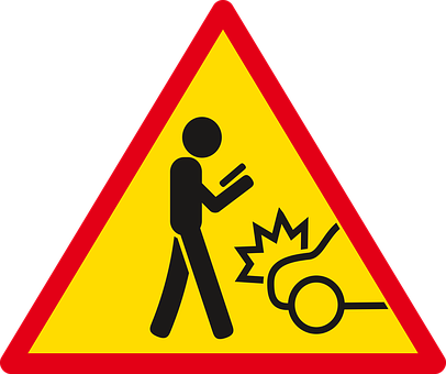 Caution Distracted Walking Sign