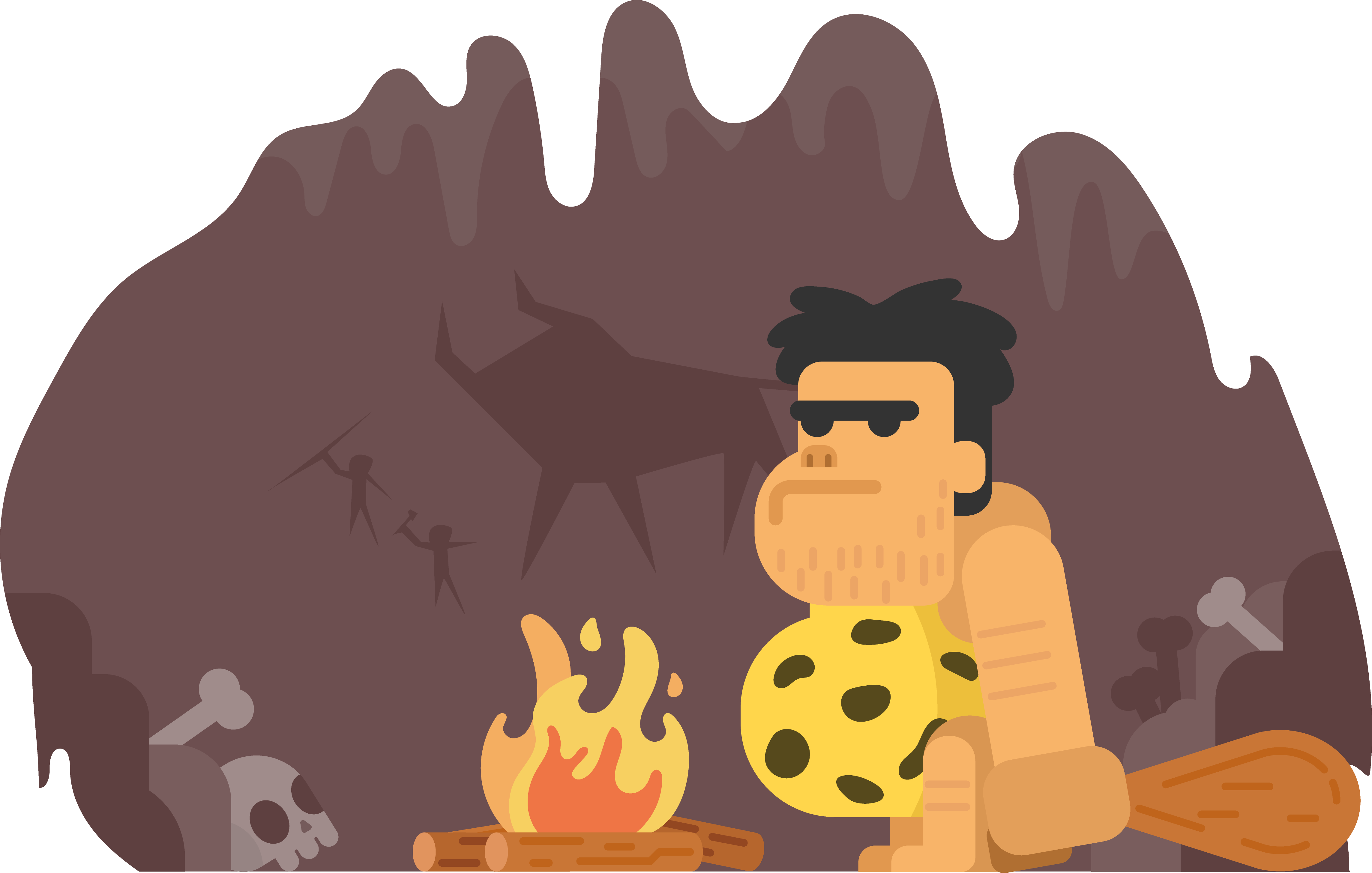 Caveman By Firelight Illustration