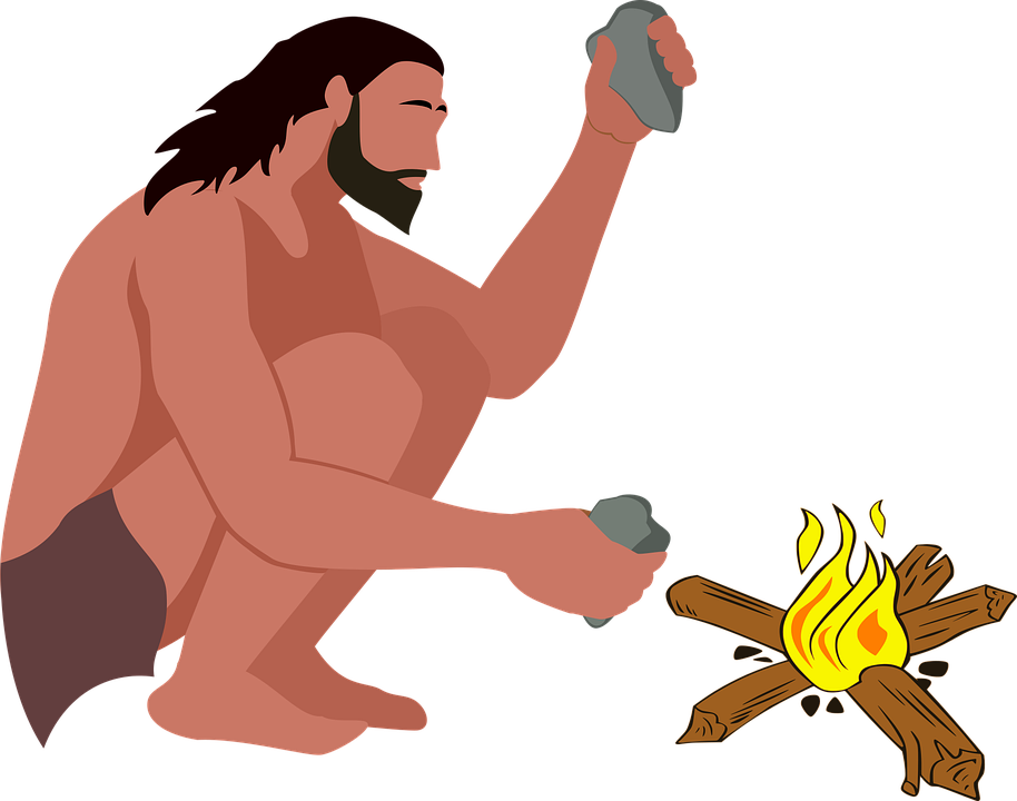 Caveman Creating Fire Vector