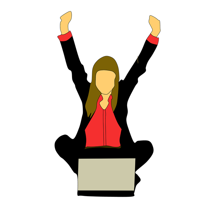 Celebratory Woman Raising Arms