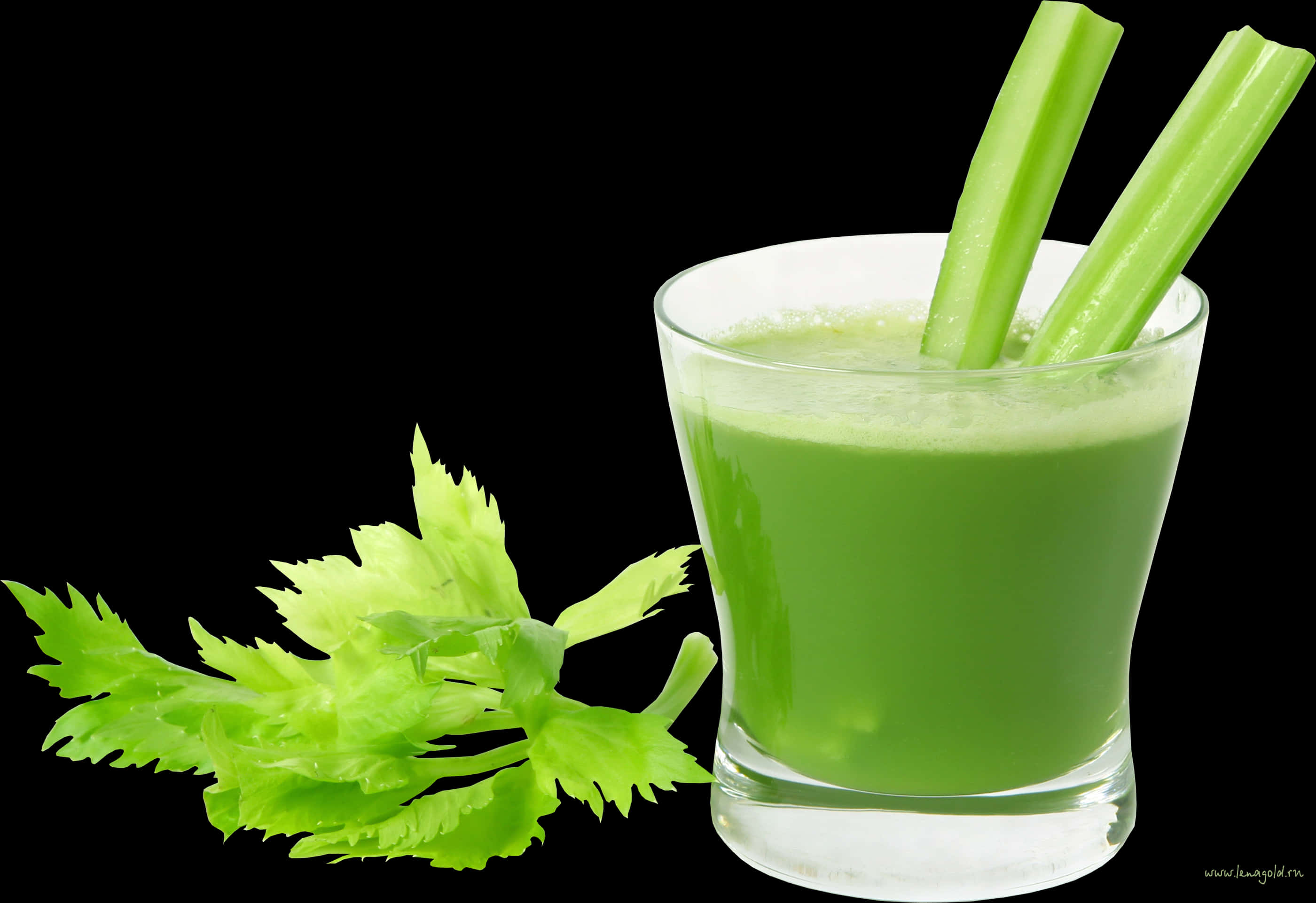 Celery Juice Glass Fresh Leaves