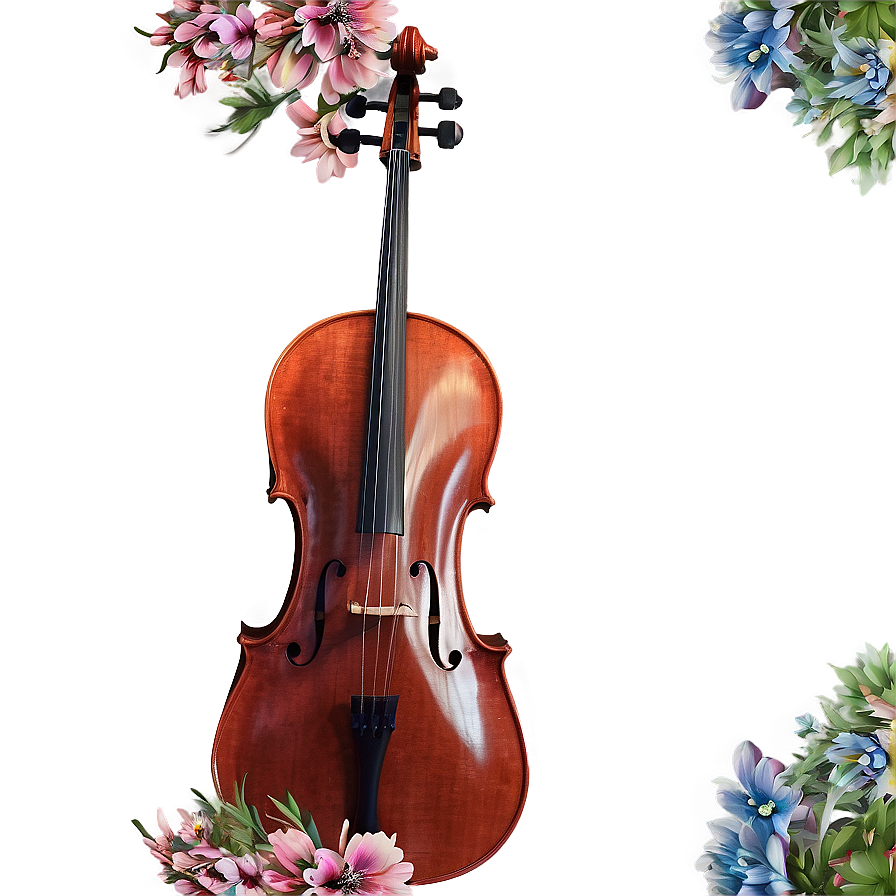 Cello With A Floral Wreath Png Jrh88