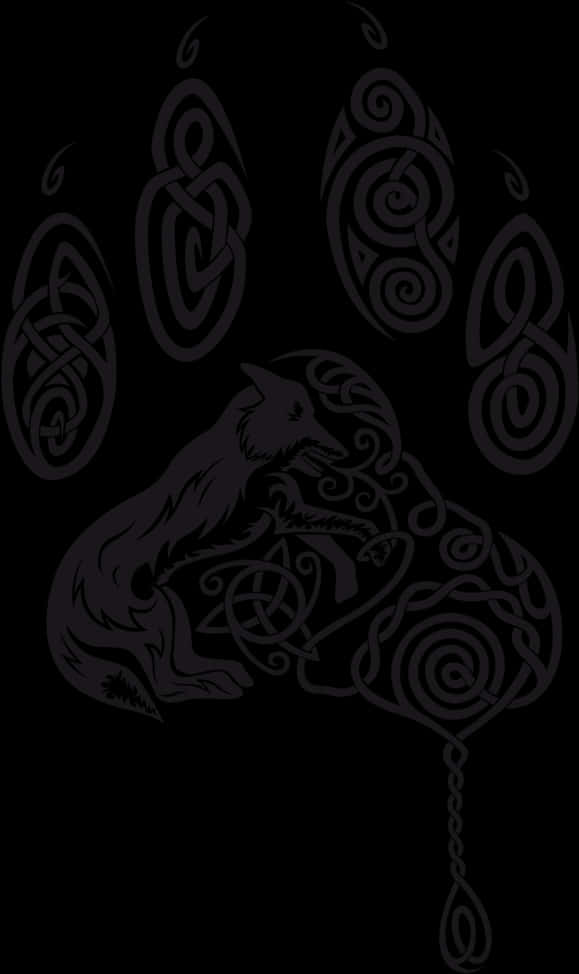 Celtic Wolf Paw Print Design
