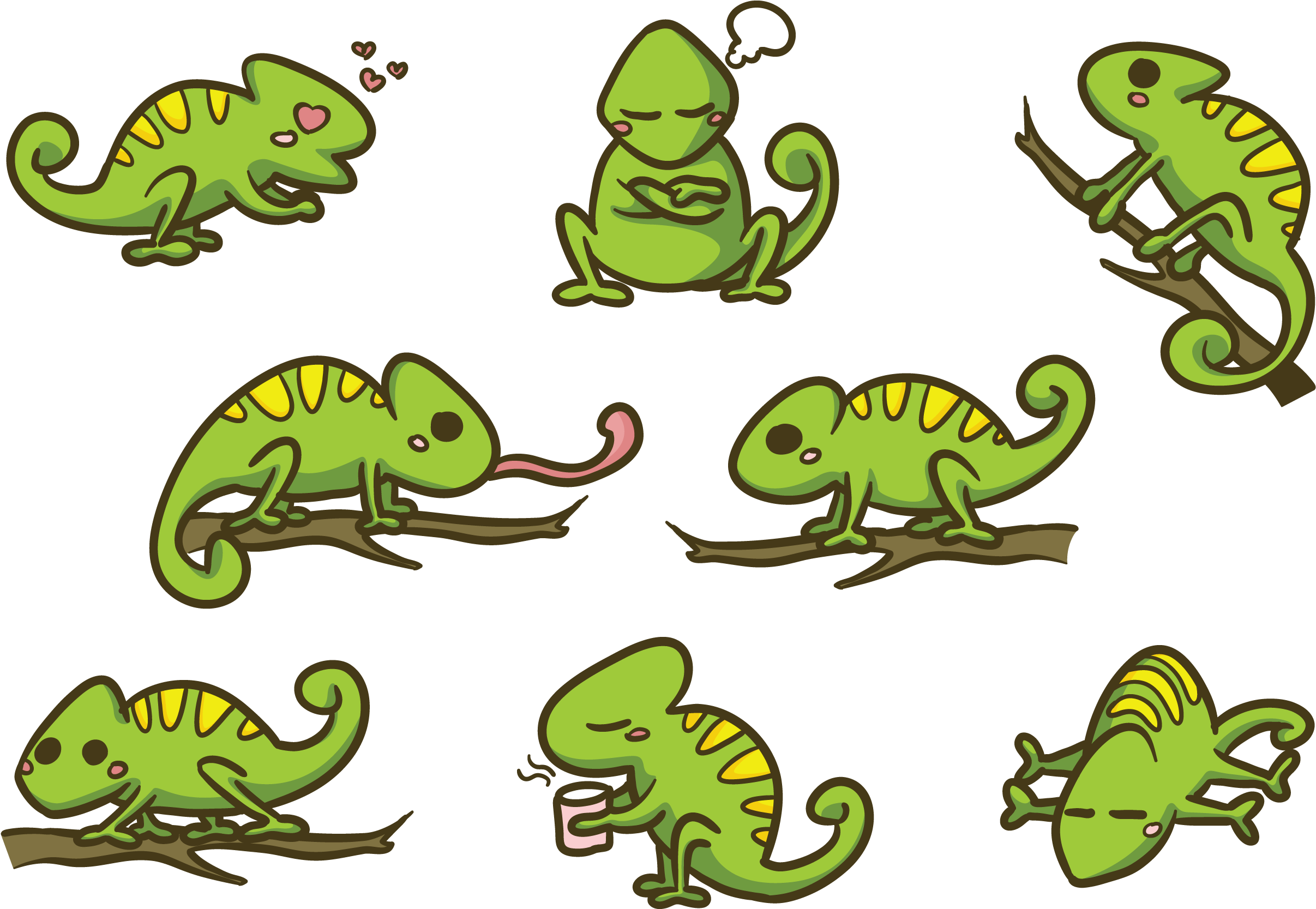 Chameleon_ Cartoon_ Collection_ Vector