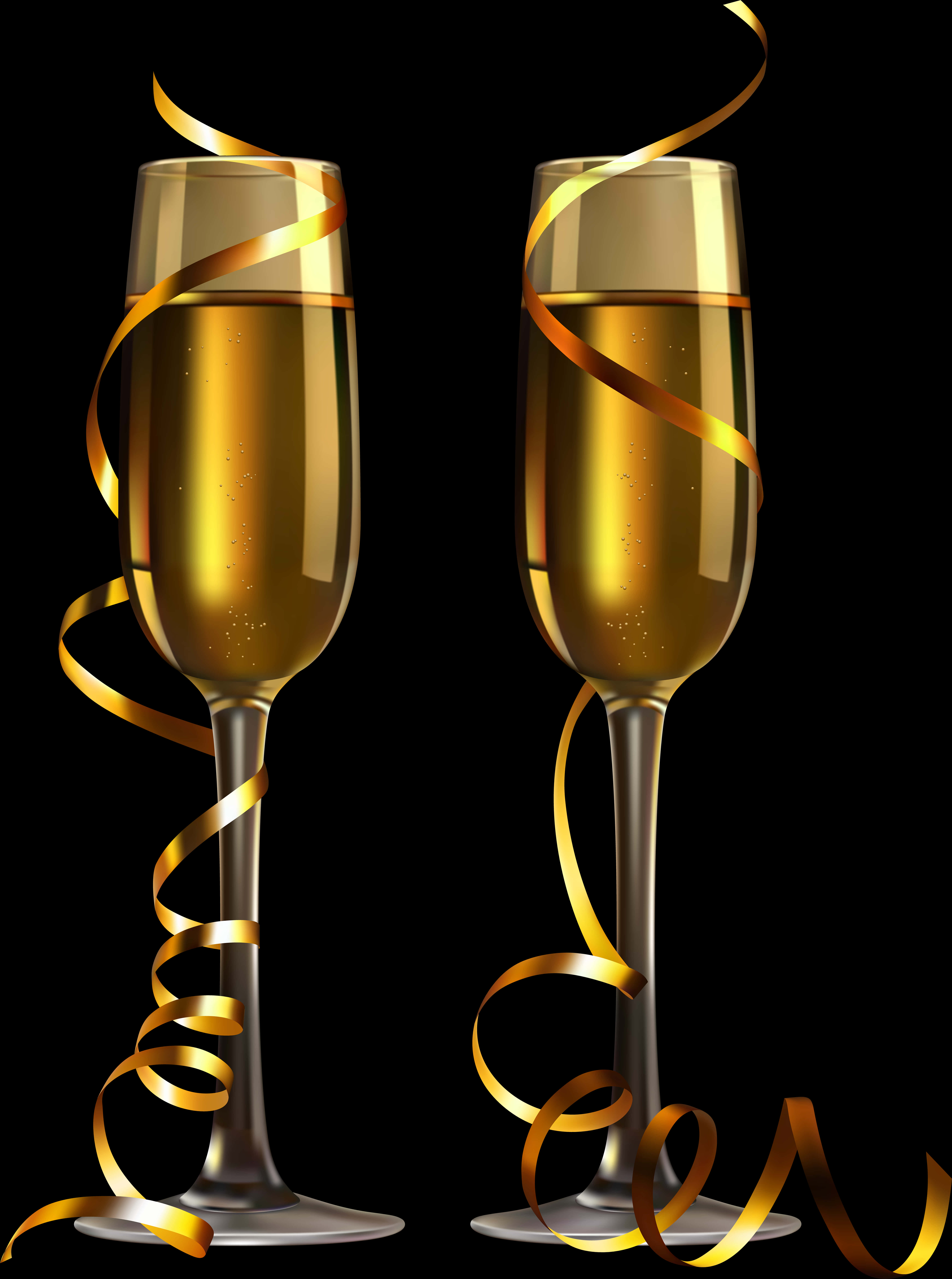 Champagne Glasses Celebration Ribbons