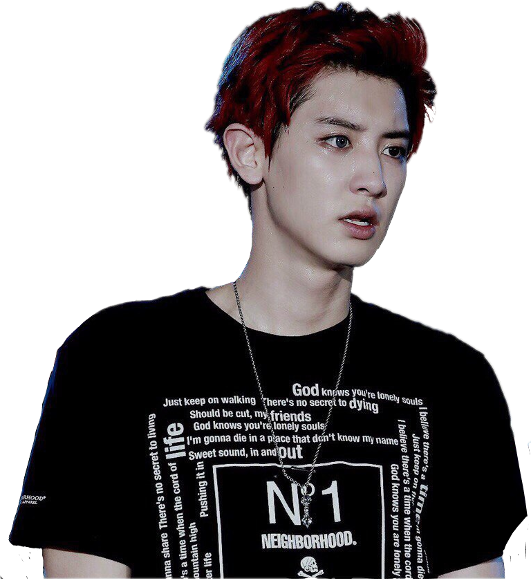 Chanyeol Red Hair Black Shirt