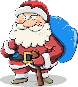 Cheerful Cartoon Santa Clauswith Sack