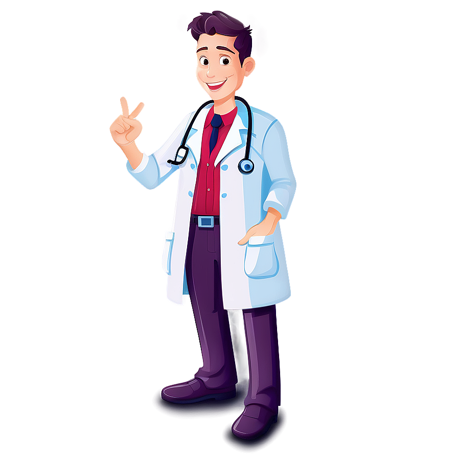 Cheerful Doctor Cartoon Character Png Fln