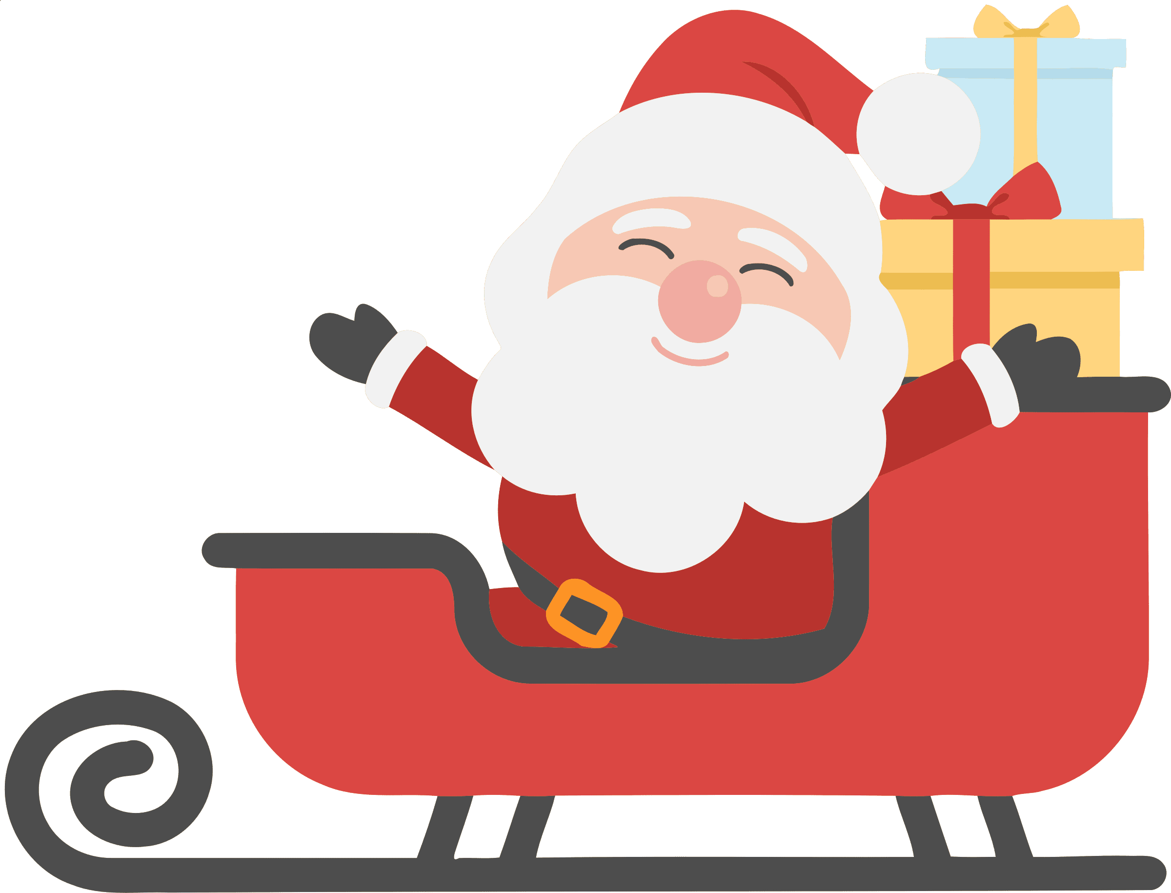 Cheerful Santa Claus Sleigh Gifts