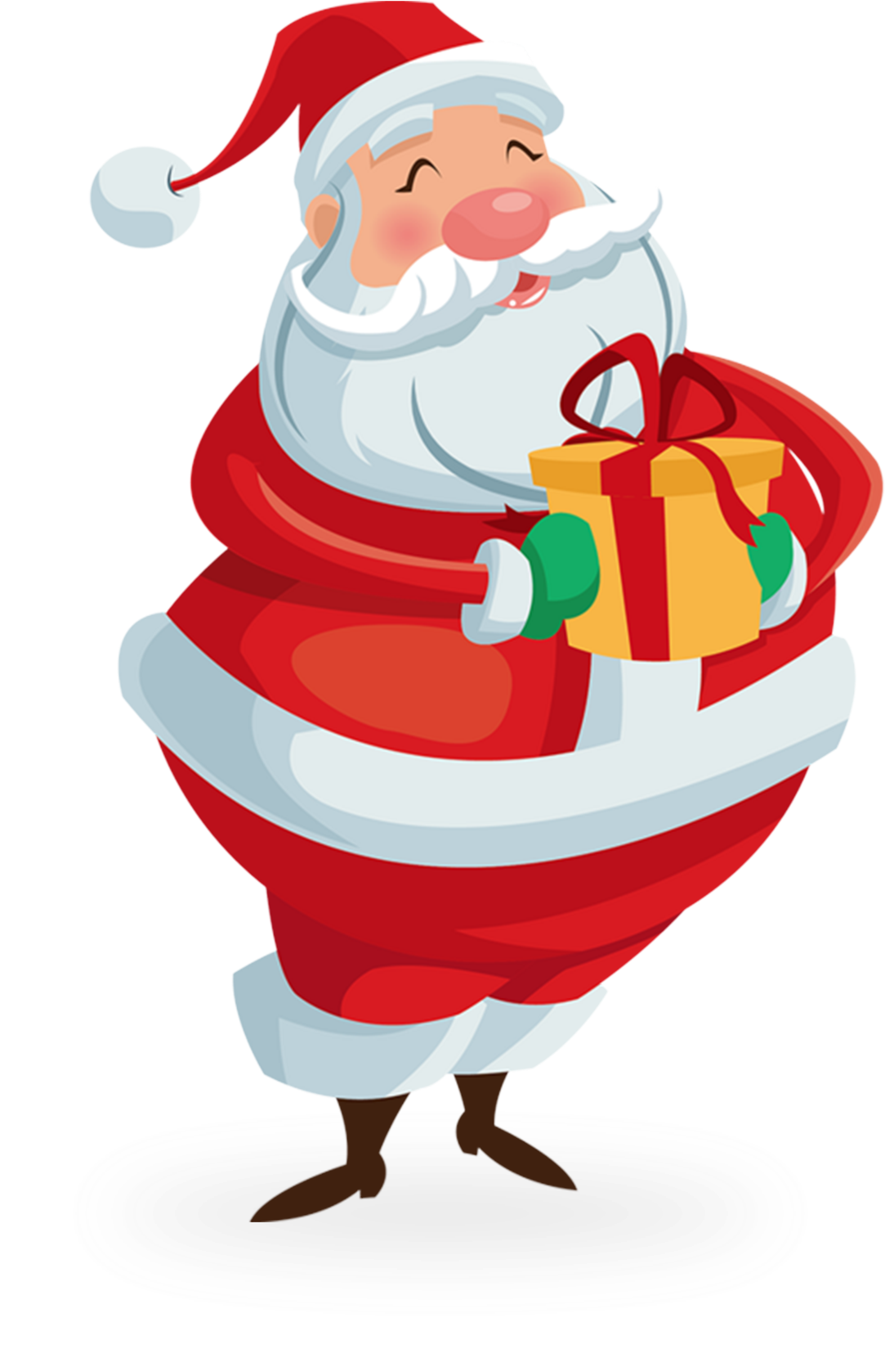 Cheerful Santa Clauswith Gift Illustration