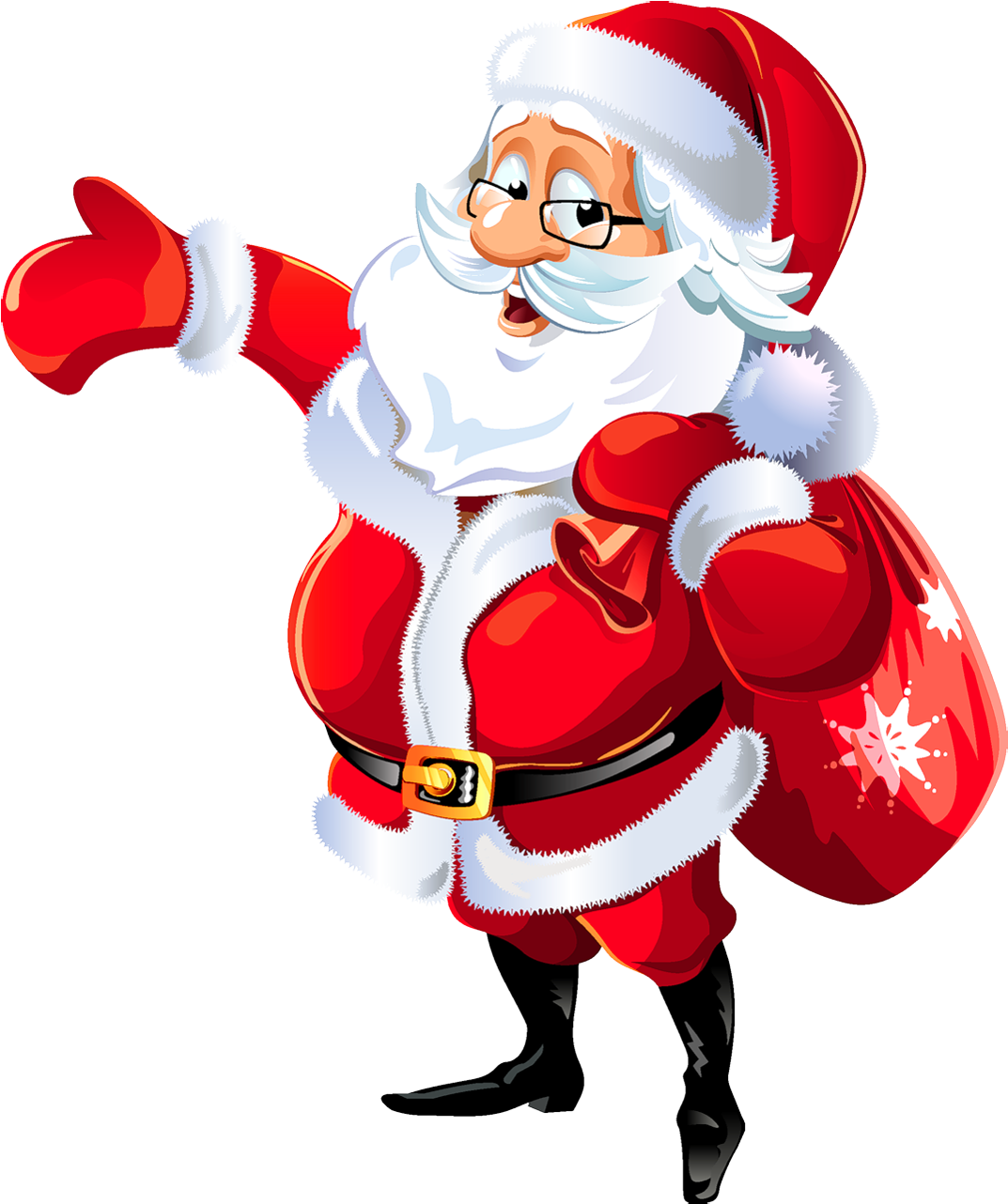 Cheerful Santa Clauswith Sack Illustration