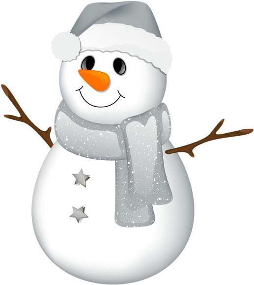 Cheerful Snowman Wearing Hatand Scarf Clipart