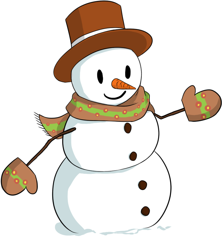 Cheerful Snowman Wearing Top Hat Clipart