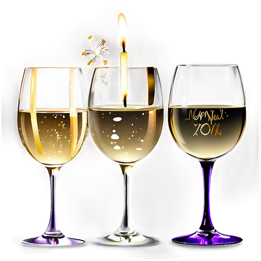 Cheers To New Year Wine Glasses Png Cpo