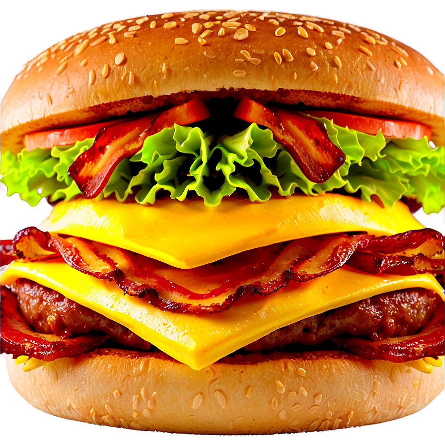 Cheeseburger With Bacon Strips Png 84