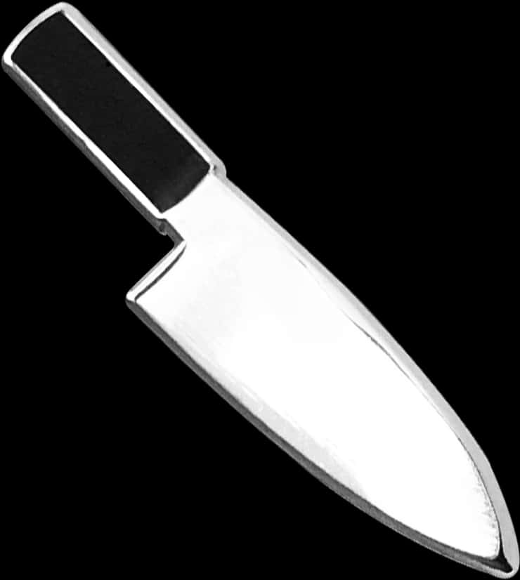 Chef Knife Black Handle Isolated