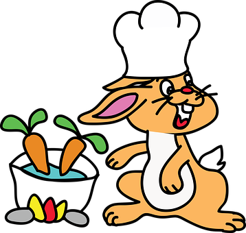 Chef Rabbit Cartoon Cooking Carrots