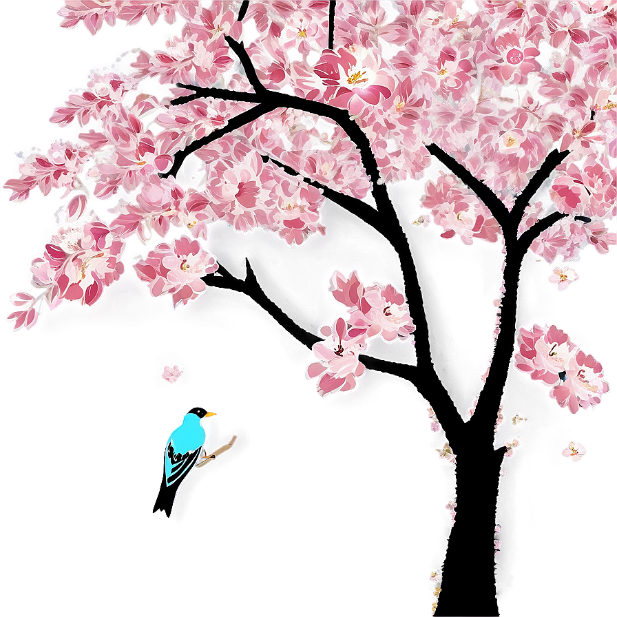 Cherry Blossom Tree With Birds Png 05242024