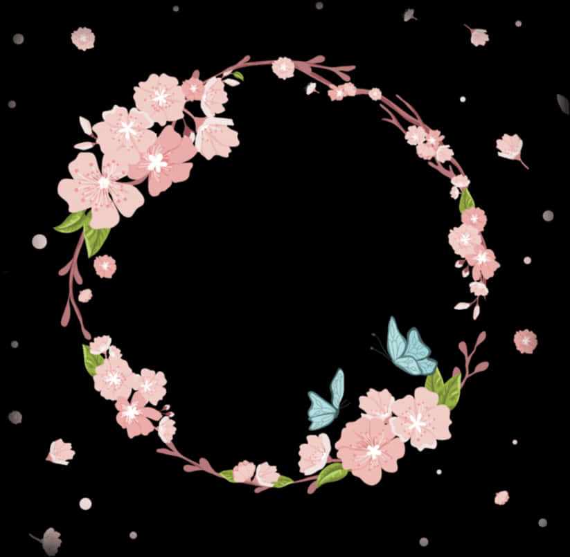Cherry Blossom Wreath Vector