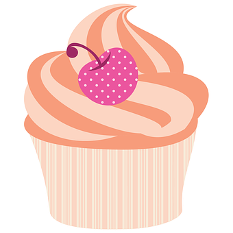 Cherry Topped Cupcake Illustration