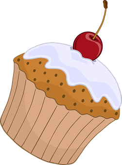 Cherry Topped Cupcake Vector