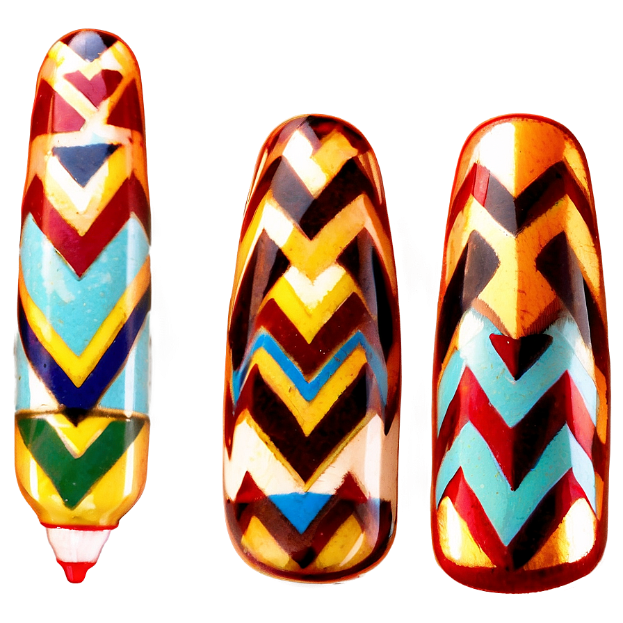 Chevron Acrylic Nails Art Png 60