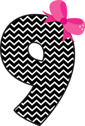 Chevron Pattern Number9with Pink Flower