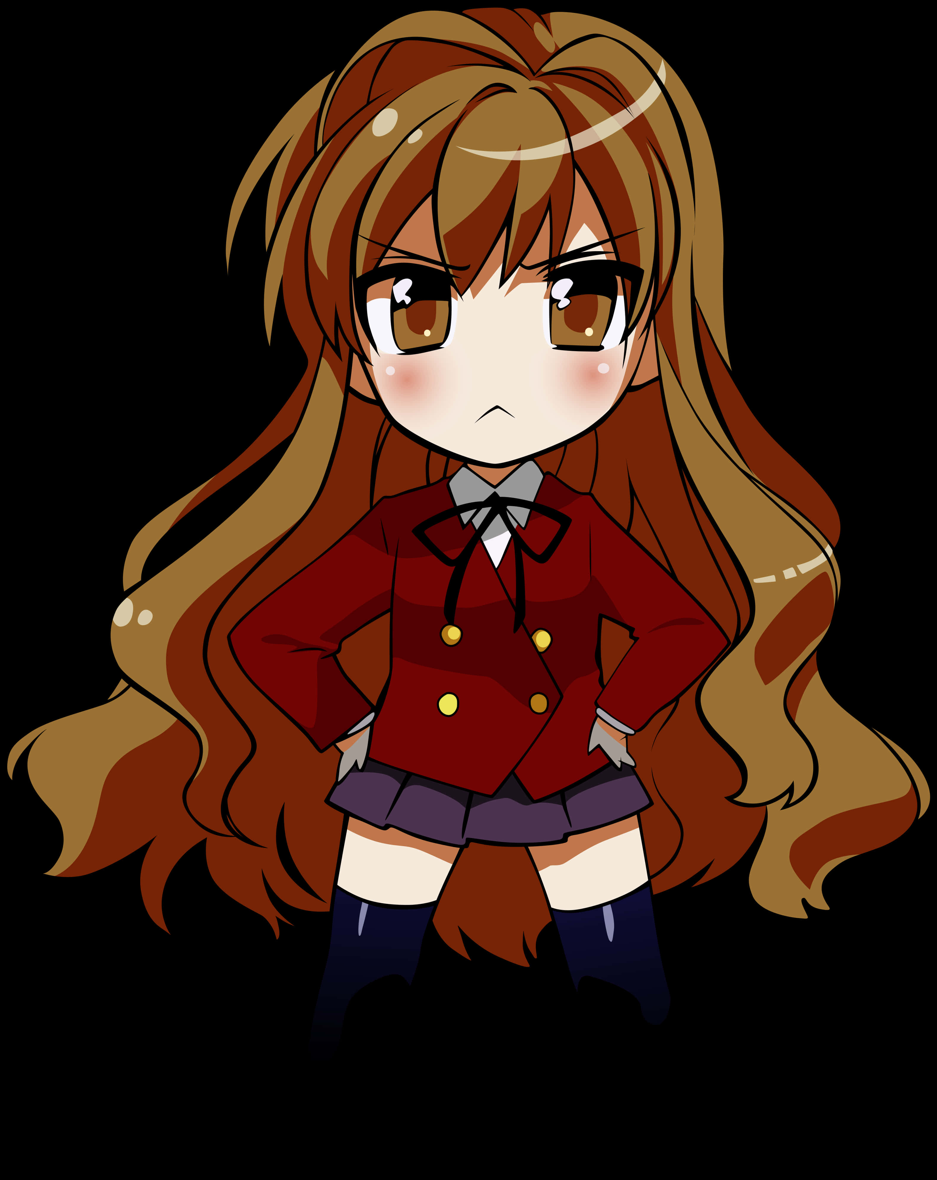 Chibi Anime Girlin Red Uniform