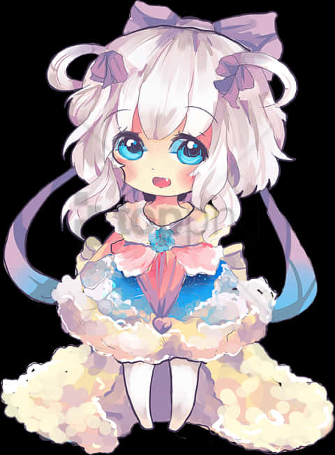 Chibi Anime Girlwith Blue Eyesand White Hair