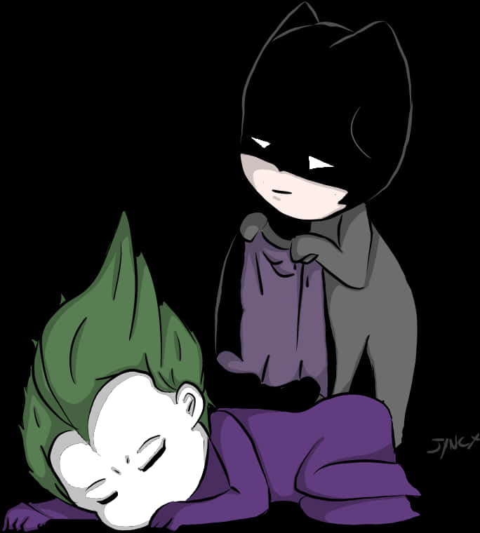 Chibi Batmanand Sleeping Joker