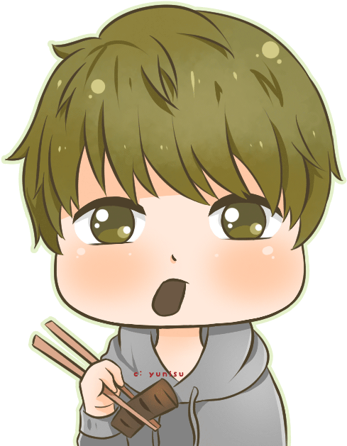 Chibi Character Eating Noodles