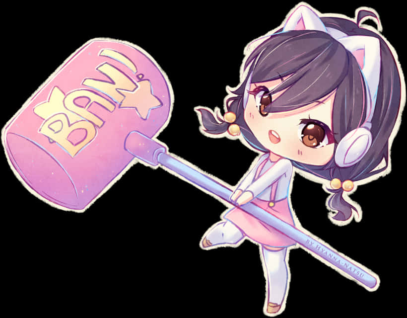 Chibi Character With Ban Hammer