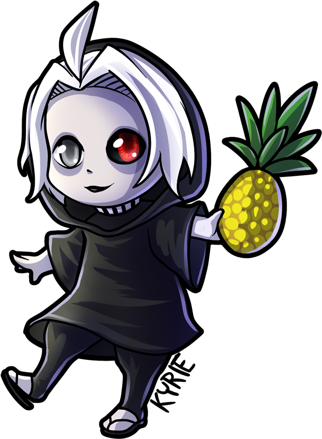 Chibi Robot Holding Pineapple