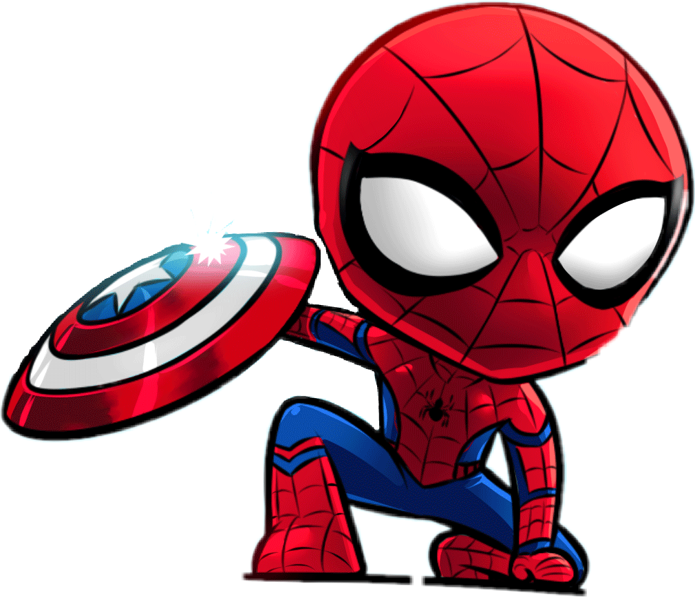 Chibi Spidermanwith Captain America Shield