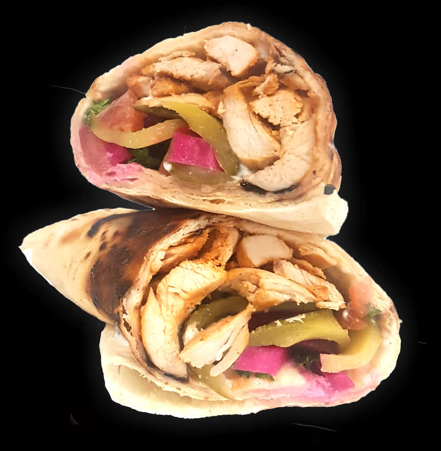 Chicken Shawarma Wrap Cut Open