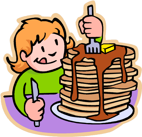 Child Enjoying Giant Pancake Stack