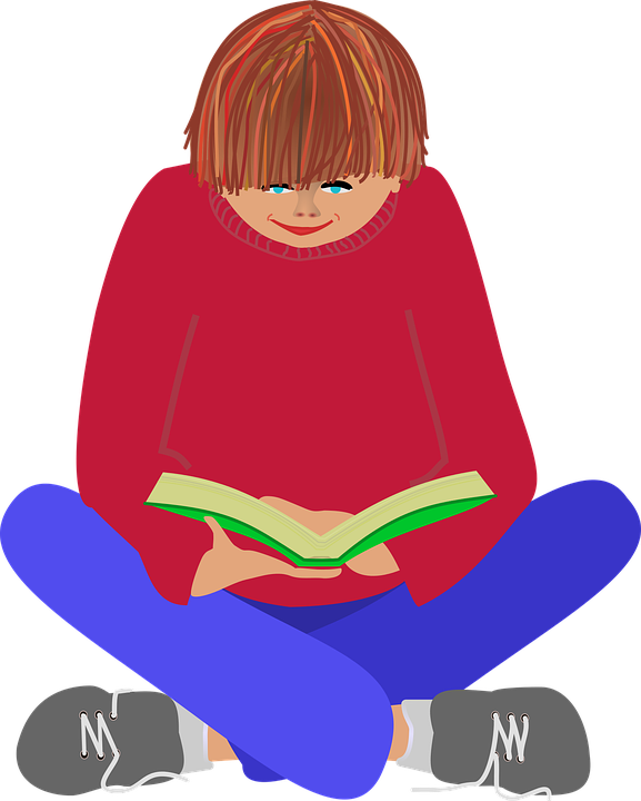 Child Reading Book Illustration