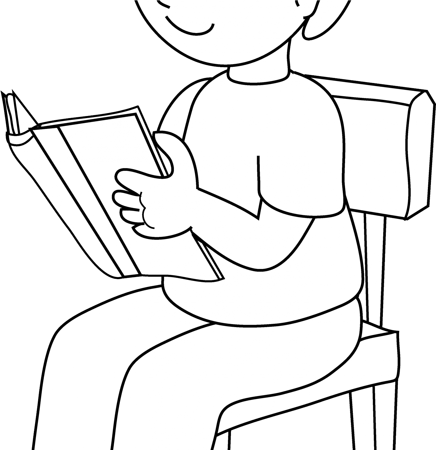 Child Reading Book Line Art