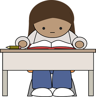 Child Studying Cartoon