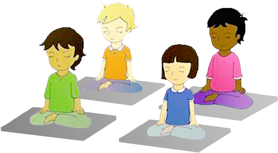 Children Meditating Cartoon