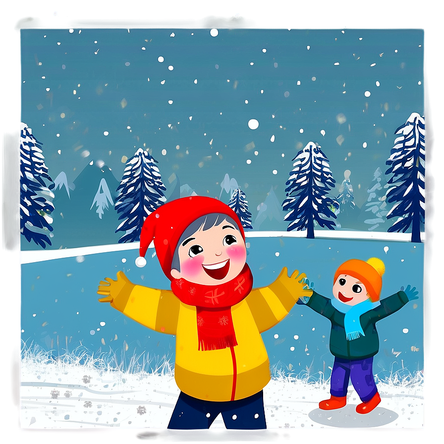 Children Playing In Snowfall Png Mms