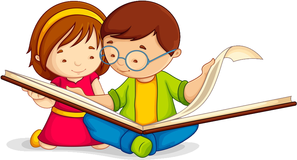 Children Reading Book Clipart