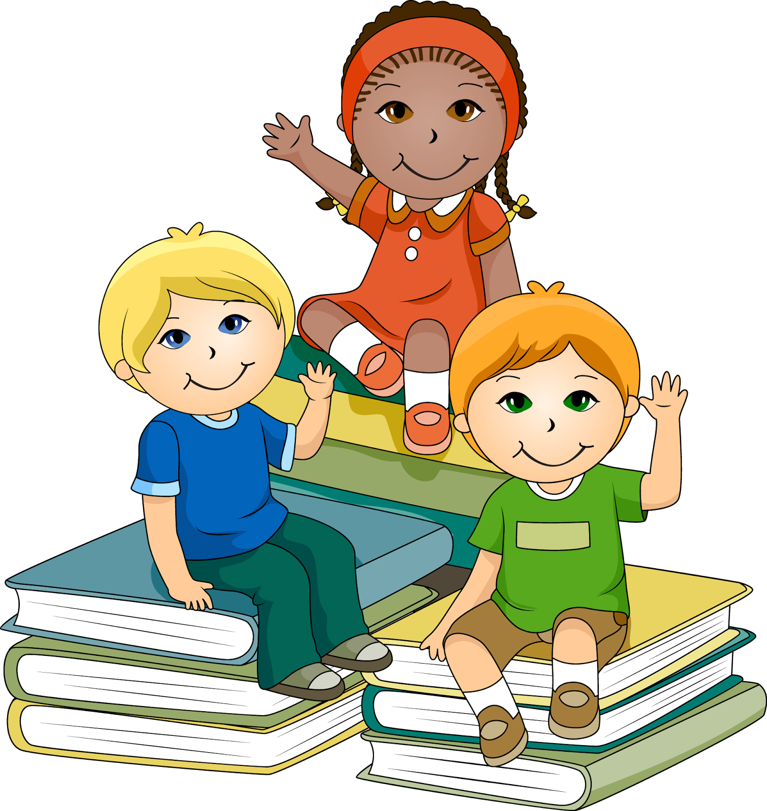 Children Sittingon Stackof Books