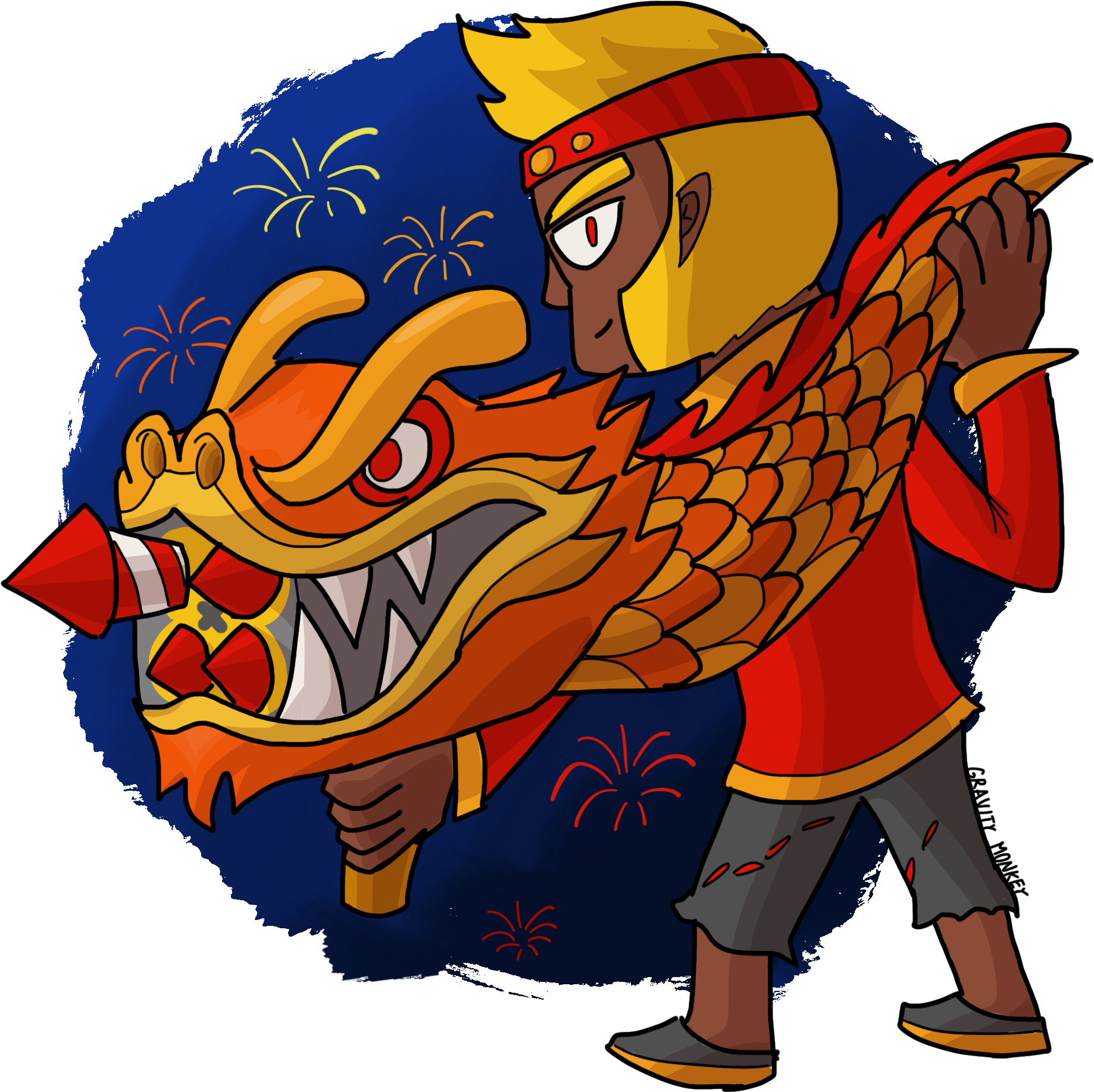 Chinese_ New_ Year_ Dragon_ Dance_ Cartoon