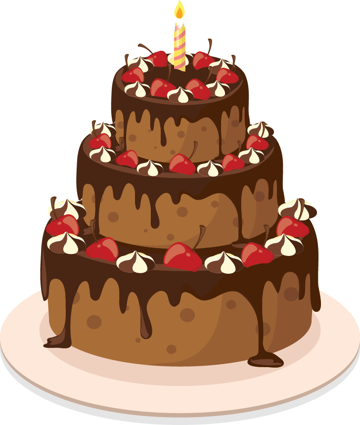 Chocolate Cherry Layer Cake Illustration